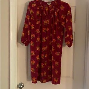3/4 length flowered button down dress